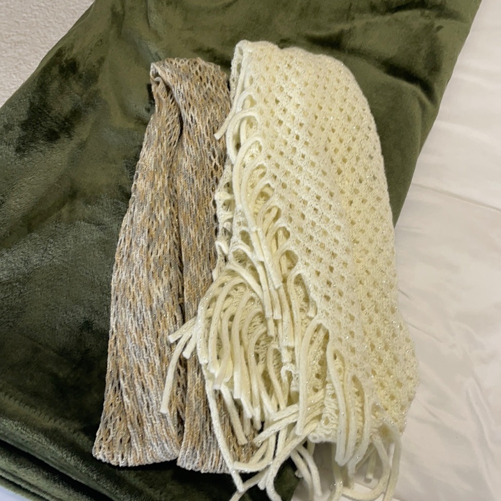 Lot of 2 sparkly fall/winter scarves